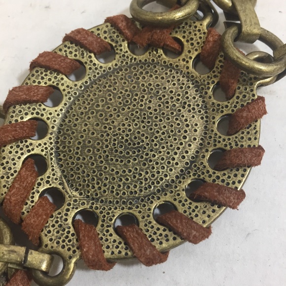 Brass/Bronze Metal Leather Enamel Boho Concho Style Chain Rhinestone Bli… - Picture 10 of 12